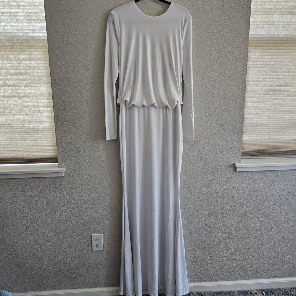 NWT | Rachel Zoe Maurie Maxi Gown White Open Back With Sequin Band 6